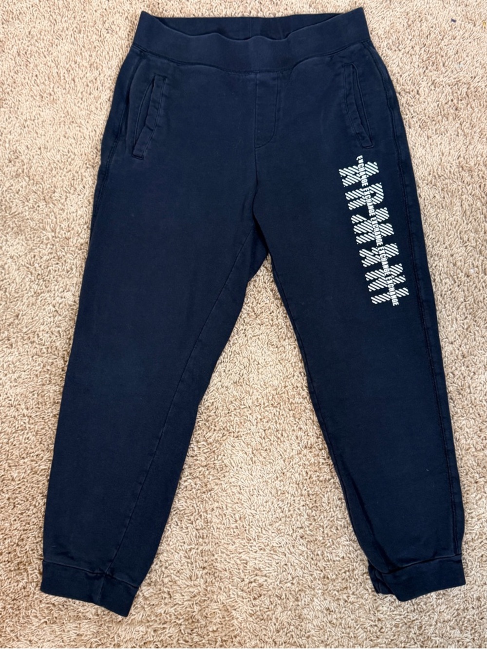 Armani Exchange Black Joggers with White Side Graphic Mens Small Casual Comfor